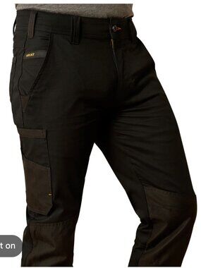 Men's Ariat 28/34 Black Rebar M5 Straight Leg Cargo Pants